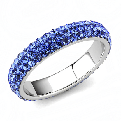 Picture of TK3539 - Stainless Steel Ring High polished (no plating) Women Top Grade Crystal Sapphire