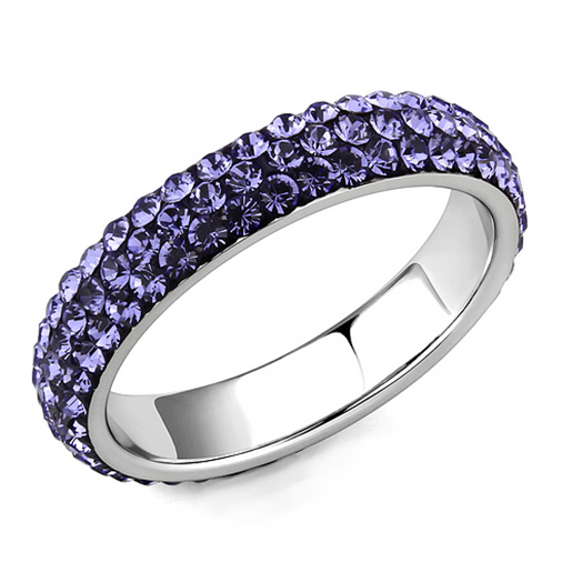 Picture of TK3540 - Stainless Steel Ring High polished (no plating) Women Top Grade Crystal Tanzanite