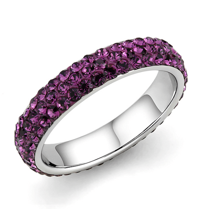 Picture of TK3541 - Stainless Steel Ring High polished (no plating) Women Top Grade Crystal Amethyst