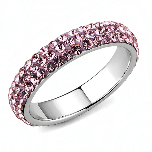 Picture of TK3543 - Stainless Steel Ring High polished (no plating) Women Top Grade Crystal Light Rose