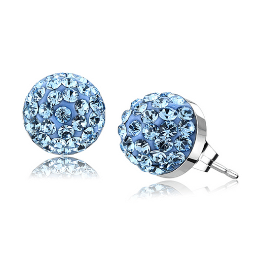 Picture of TK3546 - Stainless Steel Earrings High polished (no plating) Women Top Grade Crystal Sea Blue