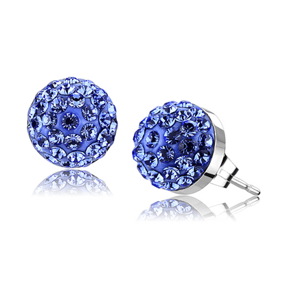 Picture of TK3550 - Stainless Steel Earrings High polished (no plating) Women Top Grade Crystal Sapphire