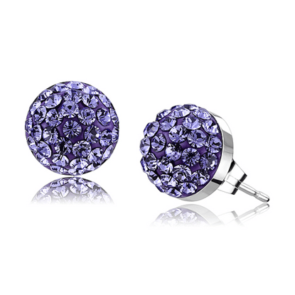 Picture of TK3551 - Stainless Steel Earrings High polished (no plating) Women Top Grade Crystal Tanzanite