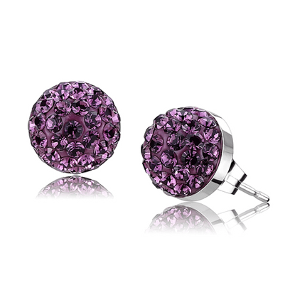 Picture of TK3552 - Stainless Steel Earrings High polished (no plating) Women Top Grade Crystal Amethyst