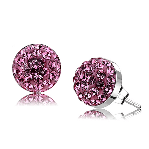 Picture of TK3553 - Stainless Steel Earrings High polished (no plating) Women Top Grade Crystal Rose