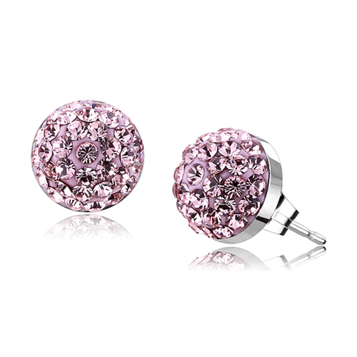 Picture of TK3554 - Stainless Steel Earrings High polished (no plating) Women Top Grade Crystal Light Rose