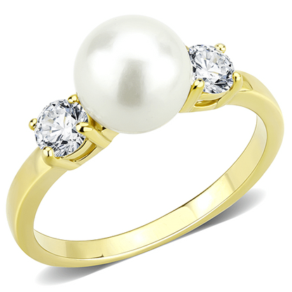 Picture of TK3567 - Stainless Steel Ring IP Gold(Ion Plating) Women Synthetic White