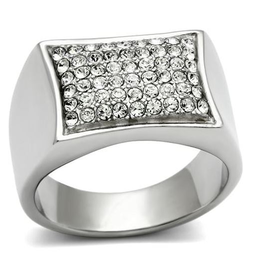 Picture of TK357 - Stainless Steel Ring High polished (no plating) Men Top Grade Crystal Clear