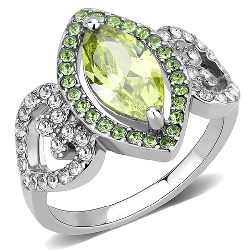 Picture of TK3579 - Stainless Steel Ring No Plating Women AAA Grade CZ Apple Green color