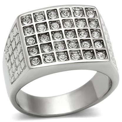 Picture of TK358 - Stainless Steel Ring High polished (no plating) Men Top Grade Crystal Clear