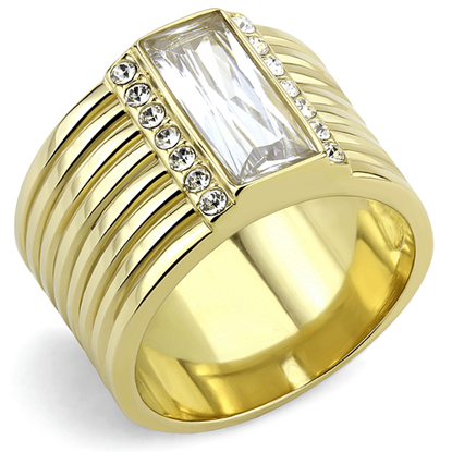 Picture of TK3581 - Stainless Steel Ring IP Gold(Ion Plating) Women AAA Grade CZ Clear