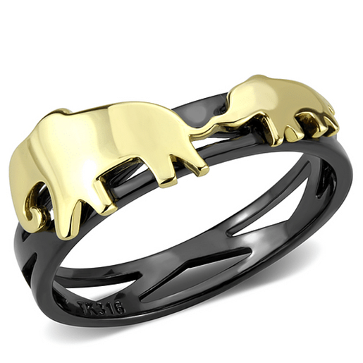 Picture of TK3582 - Stainless Steel Ring IP Gold+ IP Black (Ion Plating) Women No Stone No Stone