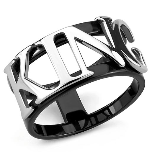 Picture of TK3583 - Stainless Steel Ring Two-Tone IP Black (Ion Plating) Women No Stone No Stone