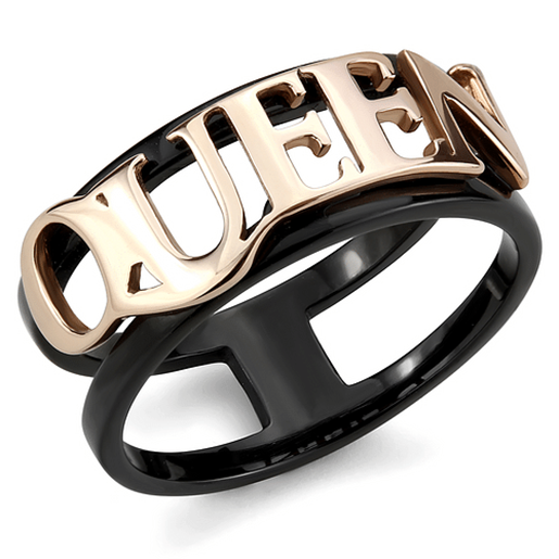 Picture of TK3584 - Stainless Steel Ring IP Rose Gold+ IP Black (Ion Plating) Women No Stone No Stone