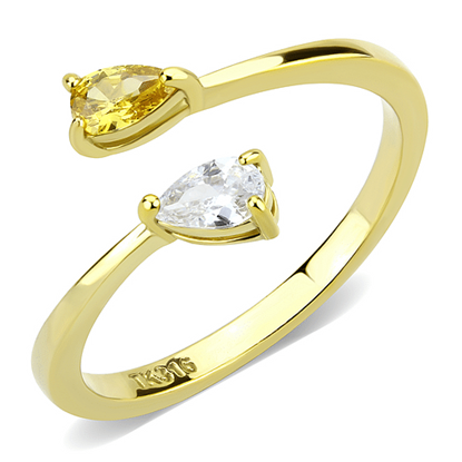 Picture of TK3586 - Stainless Steel Ring IP Gold(Ion Plating) Women AAA Grade CZ Topaz