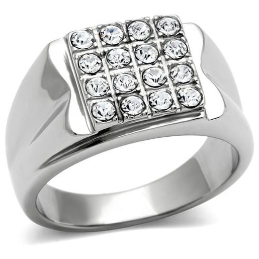 Picture of TK359 - Stainless Steel Ring High polished (no plating) Men Top Grade Crystal Clear