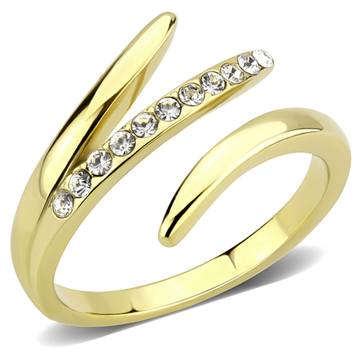 Picture of TK3590 - Stainless Steel Ring IP Gold(Ion Plating) Women Top Grade Crystal Clear