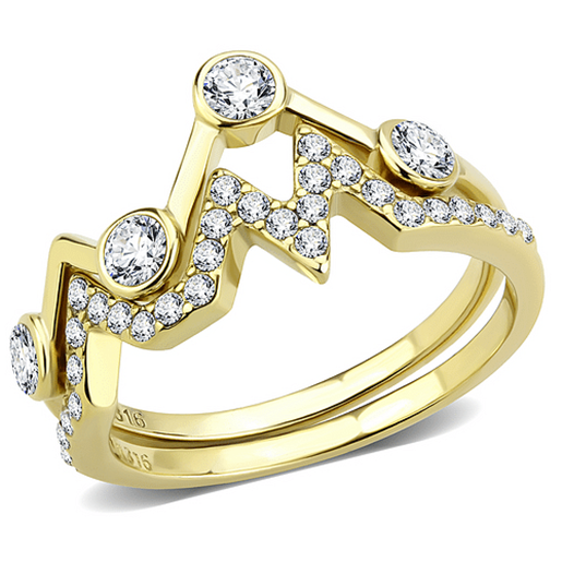 Picture of TK3596 - Stainless Steel Ring IP Gold(Ion Plating) Women AAA Grade CZ Clear