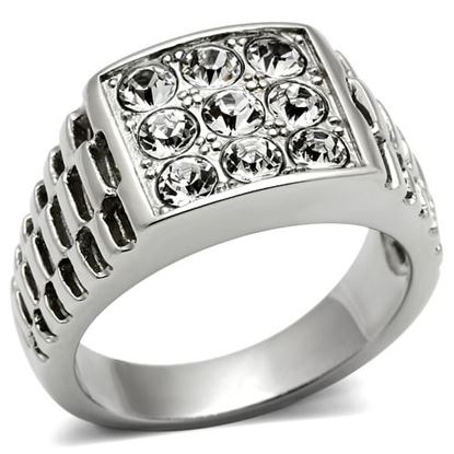 Picture of TK360 - Stainless Steel Ring High polished (no plating) Men Top Grade Crystal Clear