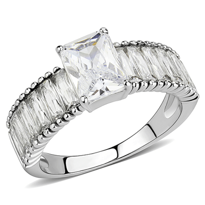 Picture of TK3608 - Stainless Steel Ring No Plating Women AAA Grade CZ Clear