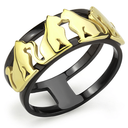 Picture of TK3609 - Stainless Steel Ring IP Gold+ IP Black (Ion Plating) Women No Stone No Stone