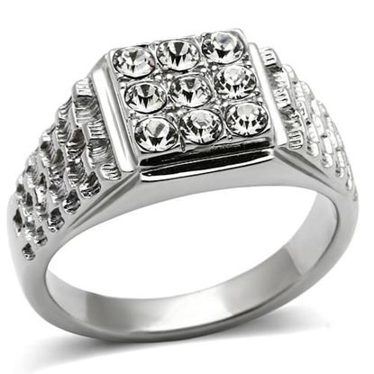 Picture of TK361 - Stainless Steel Ring High polished (no plating) Men Top Grade Crystal Clear