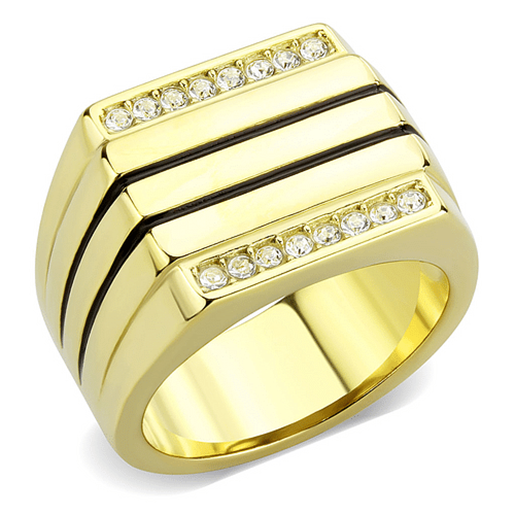 Picture of TK3618 - Stainless Steel Ring IP Gold(Ion Plating) Men Top Grade Crystal Clear