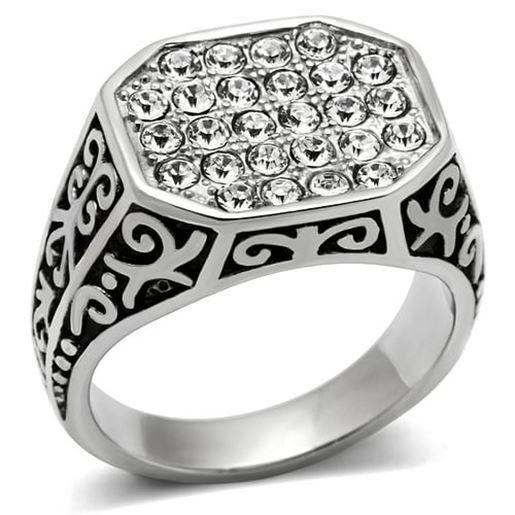 Picture of TK362 - Stainless Steel Ring High polished (no plating) Men Top Grade Crystal Clear