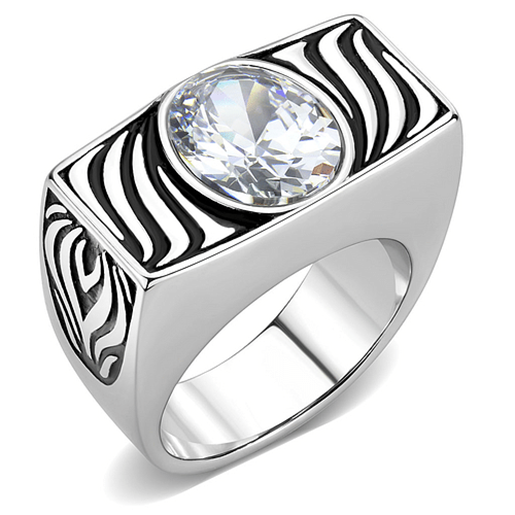 Picture of TK3620 - Stainless Steel Ring High polished (no plating) Men AAA Grade CZ Clear