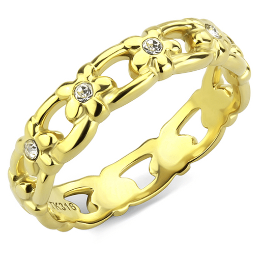 Picture of TK3629 - Stainless Steel Ring IP Gold(Ion Plating) Women Top Grade Crystal Clear