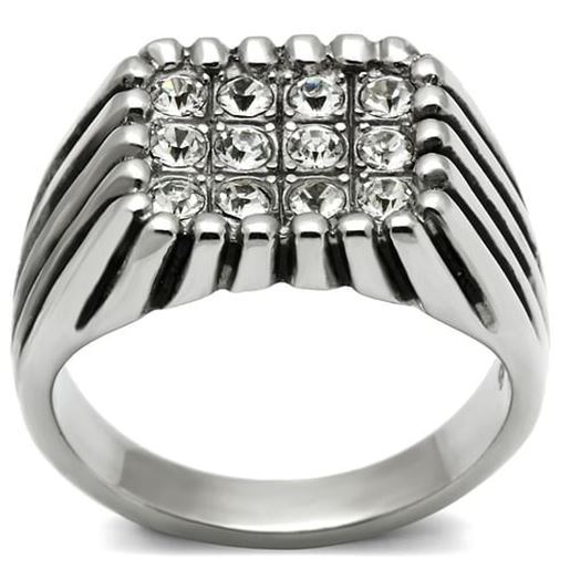 Picture of TK363 - Stainless Steel Ring High polished (no plating) Men Top Grade Crystal Clear