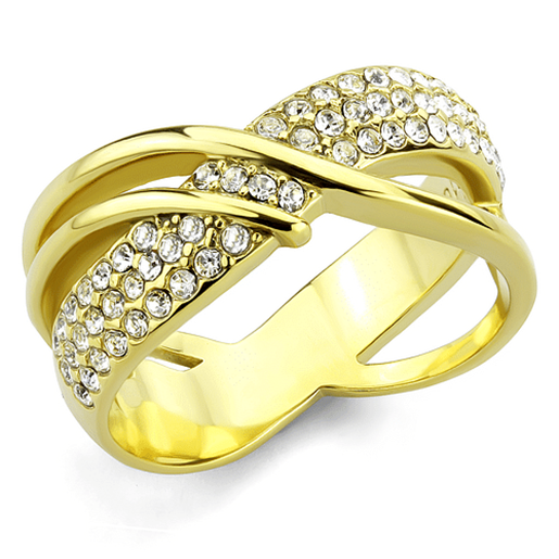 Picture of TK3632 - Stainless Steel Ring IP Gold(Ion Plating) Women Top Grade Crystal Clear