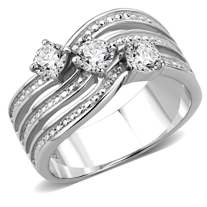 Picture of TK3633 - Stainless Steel Ring High polished (no plating) Women AAA Grade CZ Clear