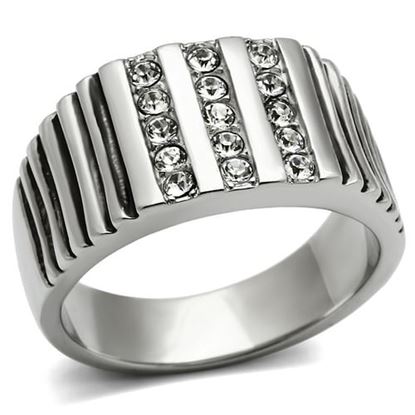 Picture of TK364 - Stainless Steel Ring High polished (no plating) Men Top Grade Crystal Clear