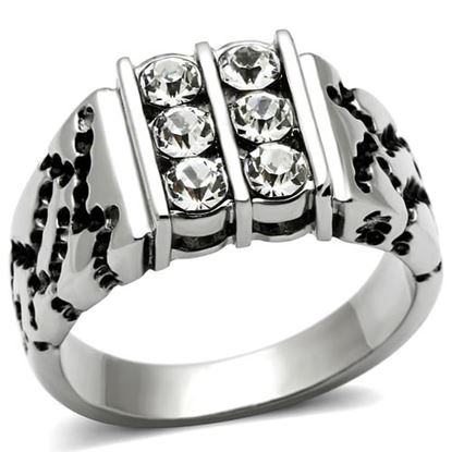 Picture of TK365 - Stainless Steel Ring High polished (no plating) Men Top Grade Crystal Clear