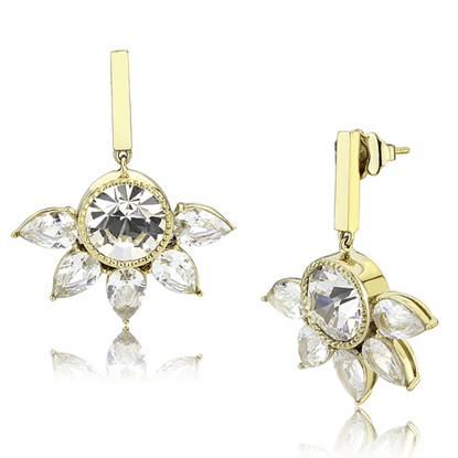 Picture of TK3661 - Stainless Steel Earrings IP Gold(Ion Plating) Women Top Grade Crystal Clear