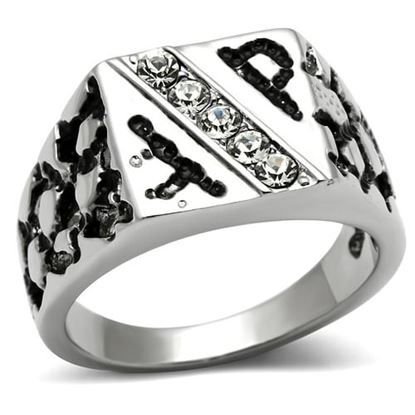 Picture of TK367 - Stainless Steel Ring High polished (no plating) Men Top Grade Crystal Clear