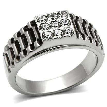 Picture of TK368 - Stainless Steel Ring High polished (no plating) Men Top Grade Crystal Clear