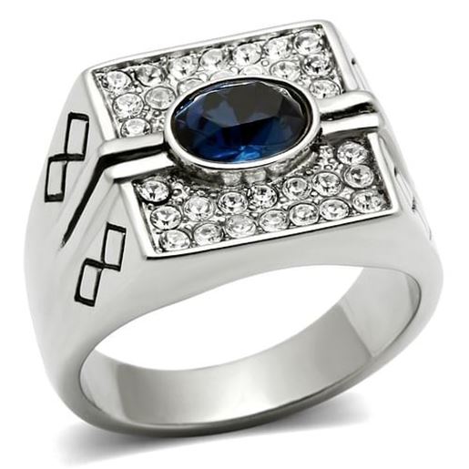 Picture of TK369 - Stainless Steel Ring High polished (no plating) Men Top Grade Crystal Montana