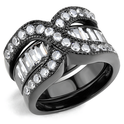 Picture of TK3694 - Stainless Steel Ring IP Black(Ion Plating) Women AAA Grade CZ Clear