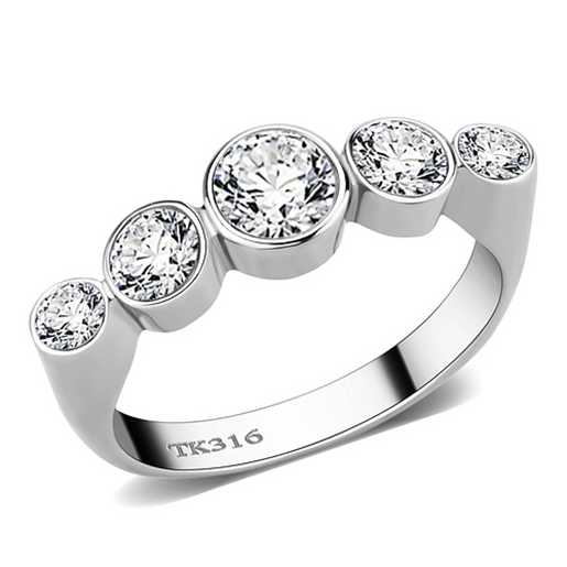 Picture of TK3697 - Stainless Steel Ring High polished (no plating) Women AAA Grade CZ Clear