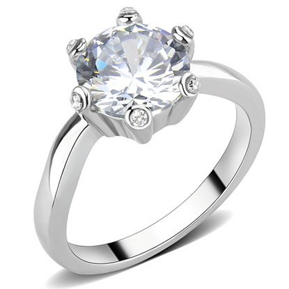 Picture of TK3700 - Stainless Steel Ring High polished (no plating) Women AAA Grade CZ Clear