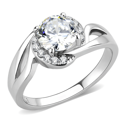 Picture of TK3701 - Stainless Steel Ring High polished (no plating) Women AAA Grade CZ Clear