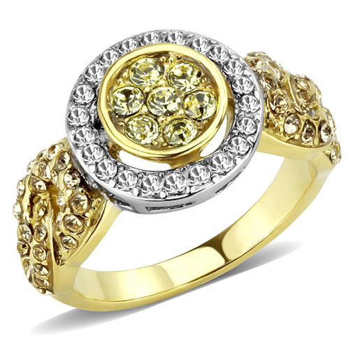 Picture of TK3704 - Stainless Steel Ring Two-Tone IP Gold (Ion Plating) Women Top Grade Crystal Multi Color