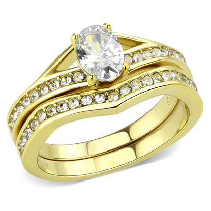 Picture of TK3706 - Stainless Steel Ring IP Gold(Ion Plating) Women AAA Grade CZ Clear