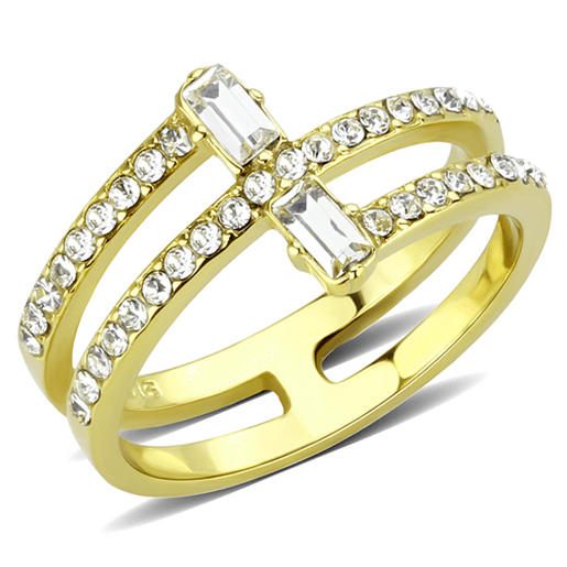 Picture of TK3707 - Stainless Steel Ring IP Gold(Ion Plating) Women Top Grade Crystal Clear