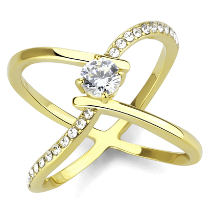 Picture of TK3709 - Stainless Steel Ring IP Gold(Ion Plating) Women AAA Grade CZ Clear