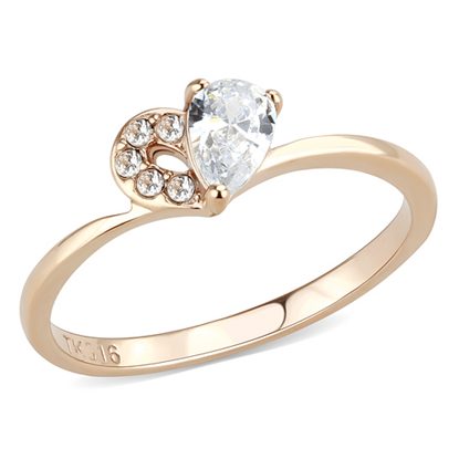 Picture of TK3713 - Stainless Steel Ring IP Rose Gold(Ion Plating) Women AAA Grade CZ Clear