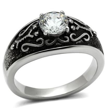 Foto de TK373 - Stainless Steel Ring High polished (no plating) Men AAA Grade CZ Clear