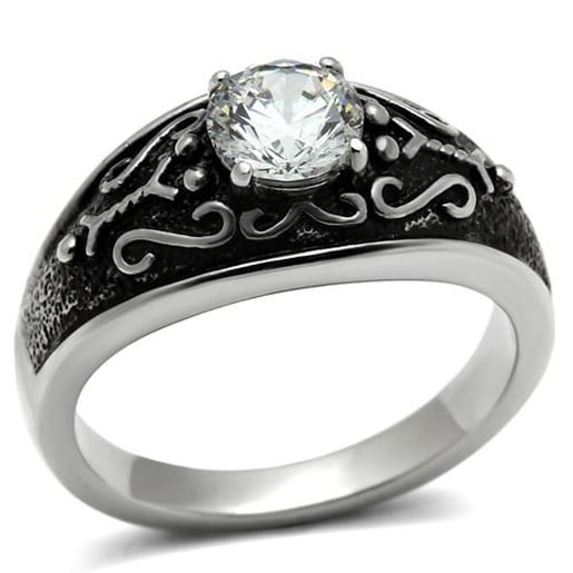 Picture of TK373 - Stainless Steel Ring High polished (no plating) Men AAA Grade CZ Clear